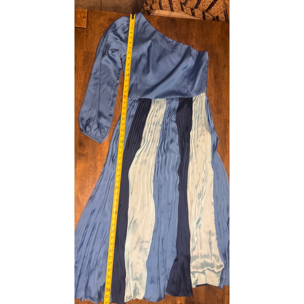 Adelyn Rae One Shoulder Pleated Midi Dress Lapiz Blue Size M - Picture 7 of 10
